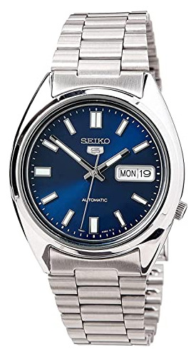 Seiko Snxs77 Automatico Día Azul Fecha Esfera Plata O85sp