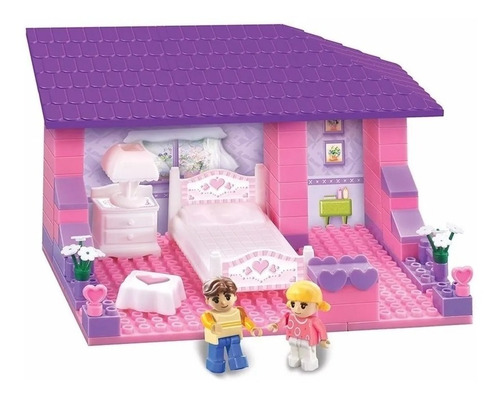 Imagen 3 de 5 de Blocky House Dormitorio 80 Piezas 2 Muñecos