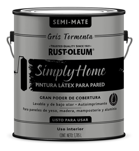 Pintura Látex Interior Semi Mate Simply Home Gris Tormenta