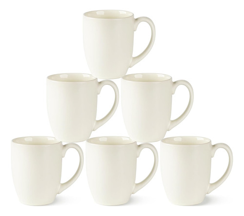 Set 6 Tazas Café 473 Ml Cerámica Asa Aptas Lavavajillas
