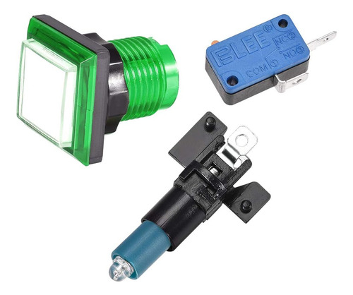 Botón Push De Juego Uxcell 34x34 Square 12v Led Led Pushador