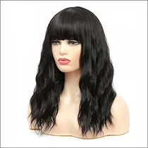 Comprar Bruja Negra Con Bangs, Natural Look Curly Wavy Wig 4lp7w