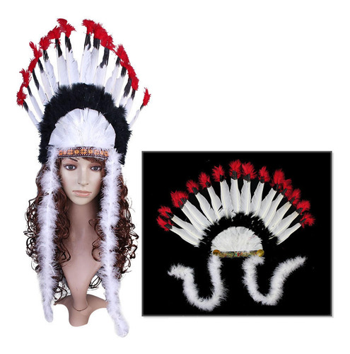 Tocado De Plumas Sombrero Indio Para Disfraz De Carnaval