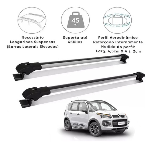 Travessa De Teto Slim Citroen  Aircross 2010 Em Diante Prata