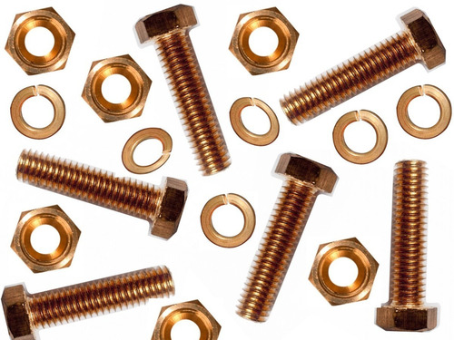 6pz Tornillo Bronce Al Silicio 1/2x1 1/2 Kit Tuerca Y 2 Rond