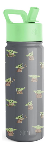 Botella De Agua Simple Modern Star Wars Baby Yoda Grogu Gris Con Verde