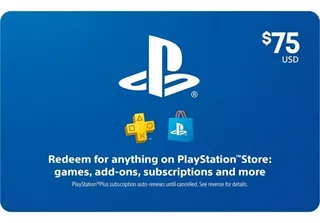 Tarjeta Psn Gift Card $75 Usd Digital Usa