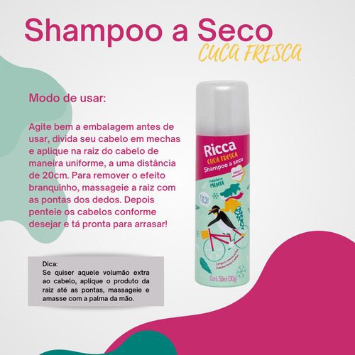 Shampoo A Seco Ricca Cuca Fresca Menta Para Cabelos 50ml