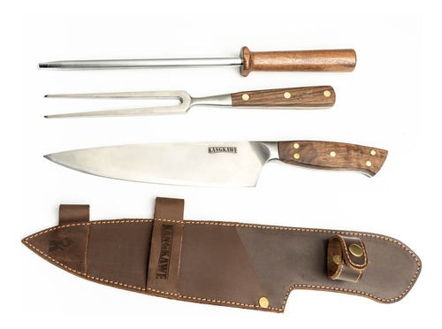 Trilogia En Cuero: Pincho Pro + Cuchillo Catemu + Astil