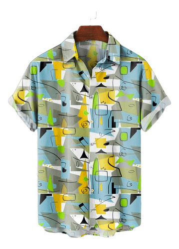 Camisa Hawaiana Unisex Con Pintura Colorida, Camisa Playa