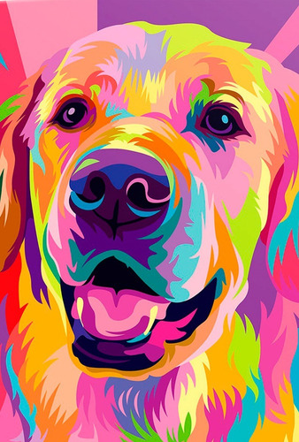 Imagem 1 de 2 de Placa Quadro Decorativo 45x30cm Popart Golden Retrieve Gv739