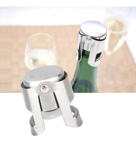 Imagen 2 de 10 de Tapón Botella Acero Inoxidable Champaña - Vinos - Espumantes