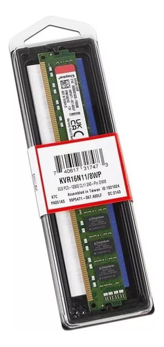 Memoria Ram Valueram Color Verde 8gb 1 Kingston Kvr16n11/8wp