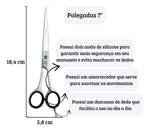 Tesoura De Cabelo Fio Laser Professional Inox Bc353-7