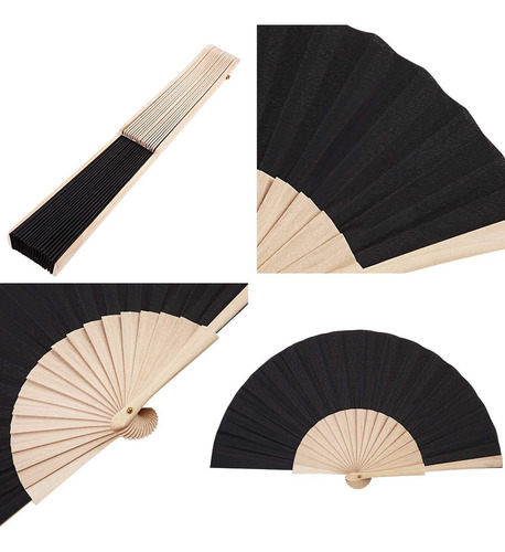 Chuangdi 2 Piezas De Abanico De Madera De Tela Plegable A Ma