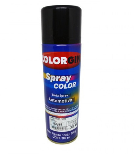 Tinta Spray Automotiva Colorgin Preto Brilhante 300ml 12unid