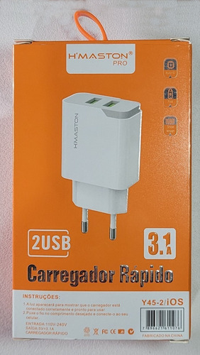 Carregador Rápido Compatível iPhone Com 2 Usb 3.1a Hmaston