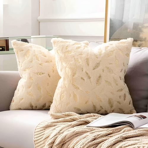 Funda De Almohada Cuadrada Decorativa De 2 Piezas 45 X 45 Cm Blanco