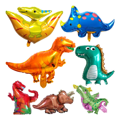 Combo Pack Globos Metalizados Cumpleaños Deco Dinosaurio
