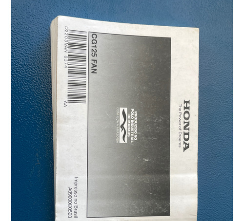 Manual Proprietário Usado Honda Cg 125 Fan 2005 A 2008 (Usado)