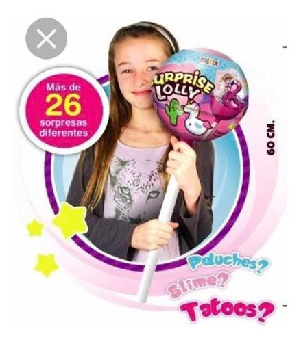 Imagen 9 de 10 de 2 Lolly Surprise Chupetin Gigante 60cm Sorpesas X 2 Kreker