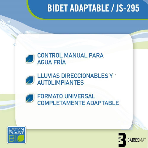 Imagen 3 de 6 de Bidet Para Inodoro Agua Fria Bidetpractic Latyn Plast Js-295