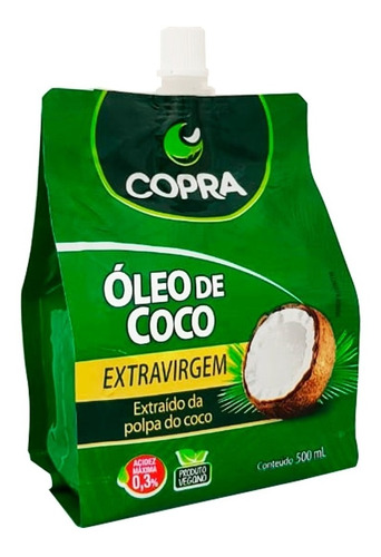 Óleo De Coco Copra Pouch Extra Virgem Com Bico Dosador 500ml