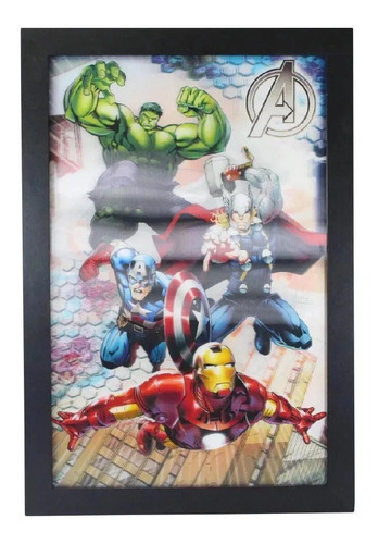 Zona Criativa - Quadro Mda 47x32 Cm 3d Avengers - 10081098