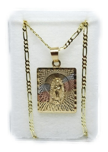 Medalla Virgen De Guadalupe Rectangular Oro Laminado Vir1