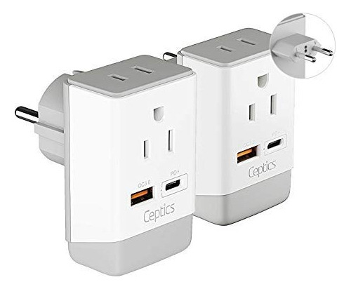 Adaptador De Enchufe De Viaje Europeo Schuo Con Qc 3.0 Y Pd