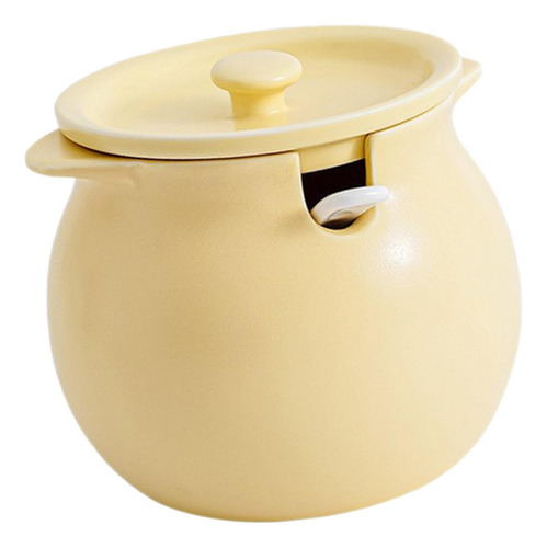 Elegante Juego De Botes De Cerámica Con Cuchara: M Amarillo