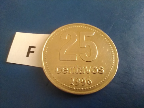 Moneda Antigua De 25 Centavos Argentina Año 1996 Plateada
