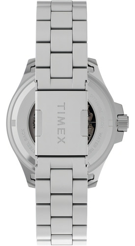 Reloj Timex Hombre Tw2v72100 Harborside Coast Automatic Color de la malla Plateado Color del bisel Azul y Rojo Color del fondo Negro