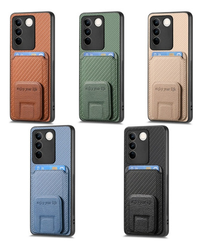 Funda For Con Soporte Plegable Y Bolsa De Tarjetas For Vivo