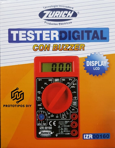 Imagen 2 de 4 de Tester Digital Multimetro Zurich Izr00160 + Puntas -pdiy-