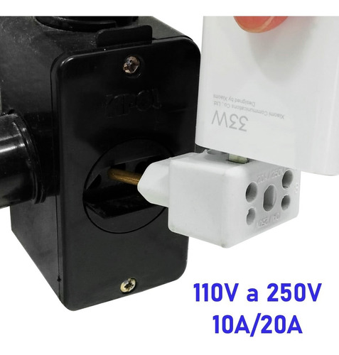 Adaptador Tomada Benjamin Maciço 3 Pino P/ 2 10 E 20 Amper