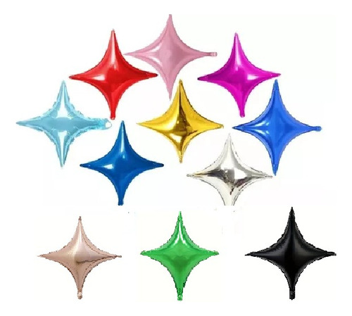 5 Globos Metalicos Estrella De 4 Puntas Starpoint #26 65 Cm Color Indicar Que Colores Por La Mensajería De La Compra