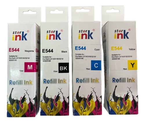 4 Tintas Genericas T544 Y T504 L3110 L3150 L1111 Comp. Epson Negro