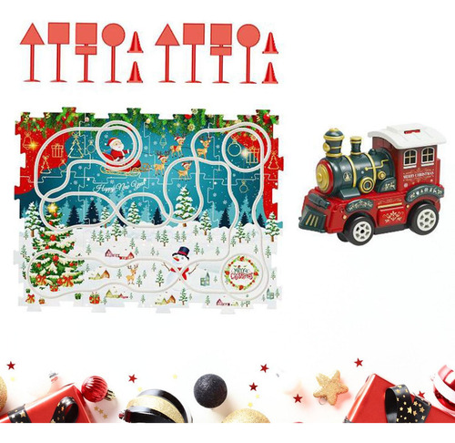 Juego De Rompecabezas De Tren Navideño Con Vías, 25 Piezas