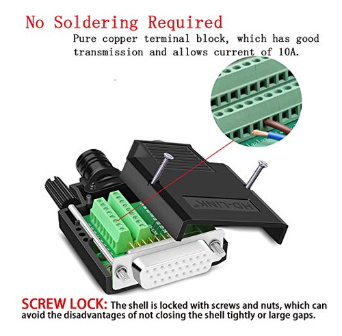 Conector De Conexión Ambest Db26, Serie Rs232 D-sub Sin Sold