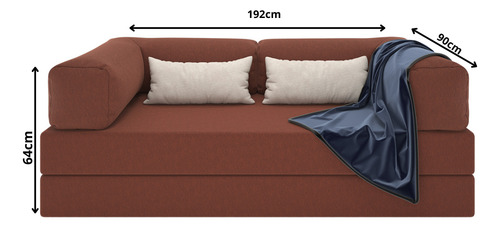 Pufe Sofá-cama Dobrável Terracota, Estrutura Metálica Industrial, Assento Confortável E Compacto, Ideal Para Sala, Quarto Ou Escritório, Funcional E Versátil Design Moderno Mod: Buble Flocos