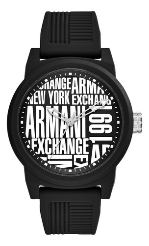 Reloj Armani Exchange Para Hombre Ax1443 Silicona Negro 1991 Color del fondo Negro/Blanco