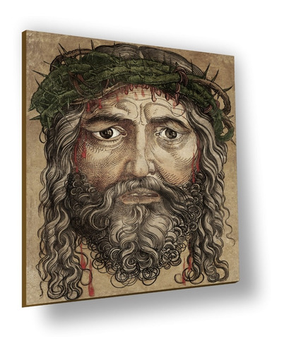 Cuadro Canva Bastidor Arte Sacro Durero Rostro Cristo 100x76