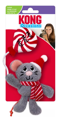 Kong Holiday Cat Times Mouse, Con Catnip Color Gris