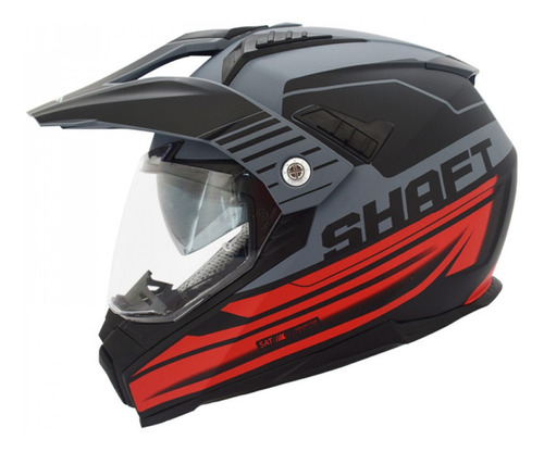 Casco Moto Shaft Mx-380 Multipropósito Faded Gr.m Rj Con Sun