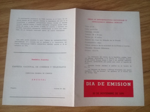 Cuadernillo Día Emisión Estampilla Petroquímica Gral Mosconi (Usado)