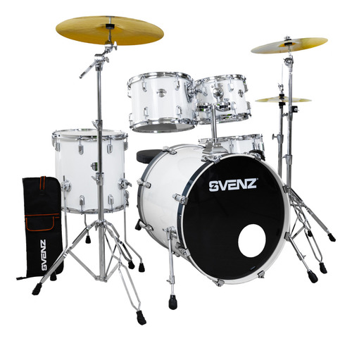 Batería Svenz Dragonfly Dgx-5 Metal Platillos, Banco. Color White Red Sparkle Wrs