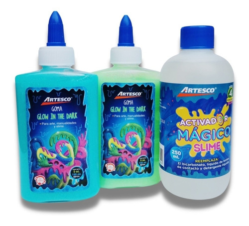 Pack Para Hacer Slime Glowinthedark Blue Artesco