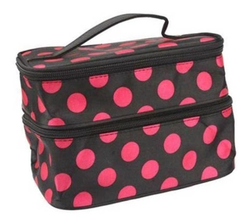 Liadance Dama Makeup Bag Cosmetic Hand Dots Double Layer