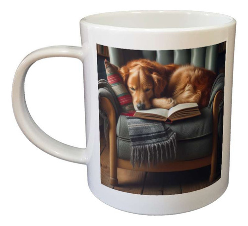 Taza Plastico Perro En Un Sillon Libro Book Leyendo